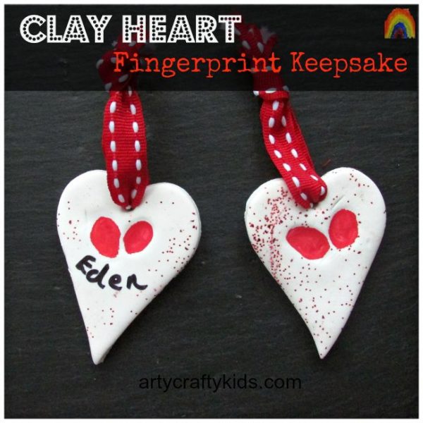 Clay Heart Fingerprint Keepsake - Arty Crafty Kids