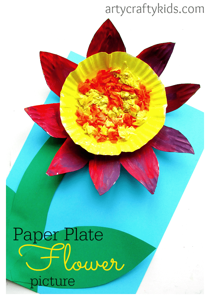Watercolor Paper Plate Flower Craft - FSPDT