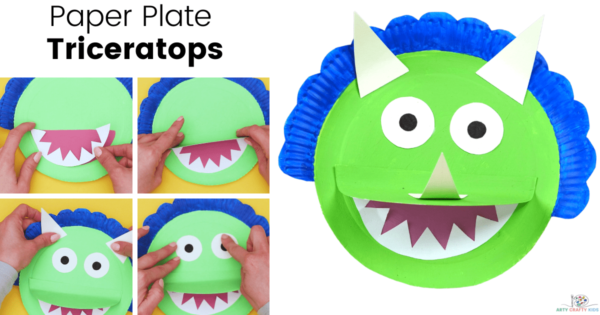 triceratops paper plate craft