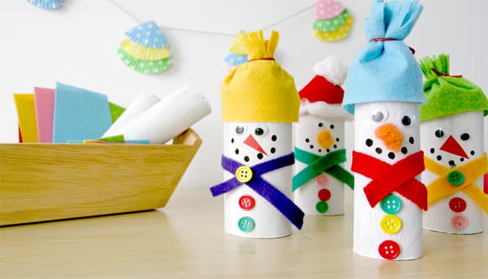 Kids Craft – Rolling Pin Snowman —