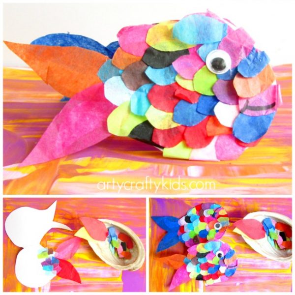 Tissue Paper Rainbow Fish - Arty Crafty Kids