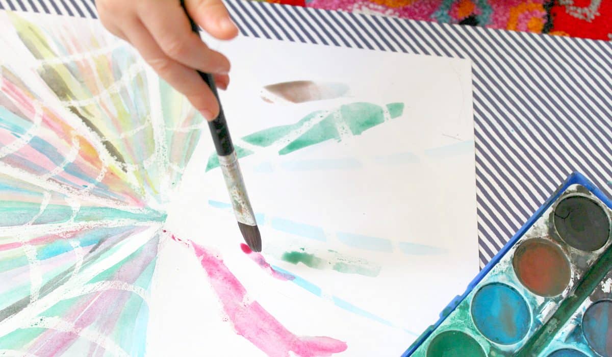 Art Projects for Kids: Oil Pastels & Watercolors