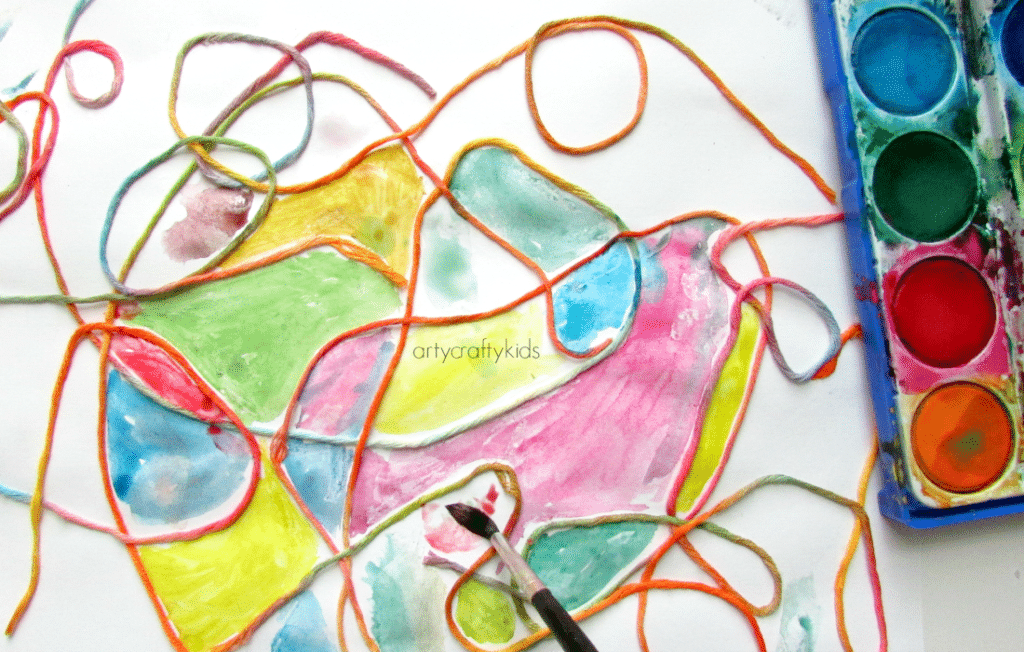 Watercolour Yarn Kids Process Art - Arty Crafty Kids