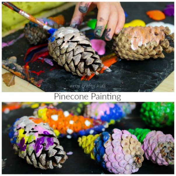 Pinecone Painting Kids Nature Art Project - Arty Crafty Kids