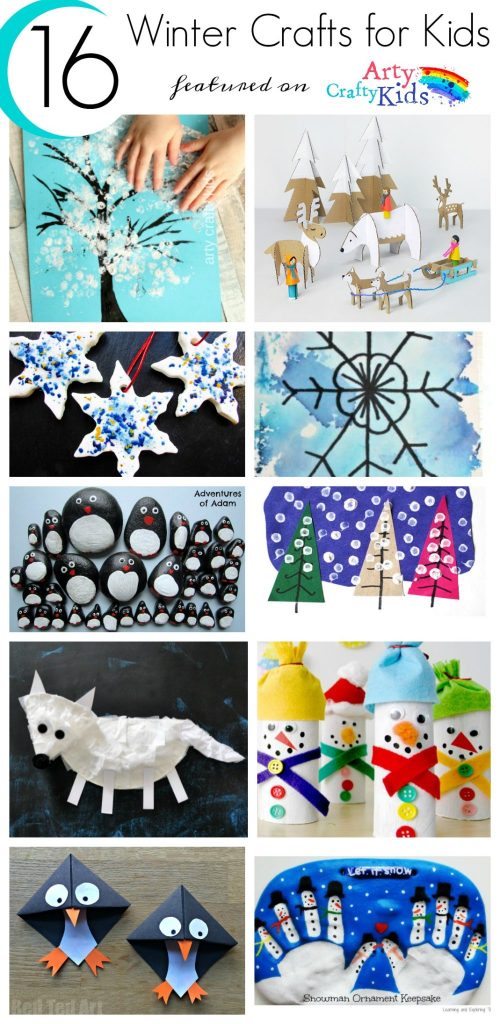 16 Easy Winter Kids Crafts for Kids. Choose from a selection of Winter animals, to snowy Winter trees and gorgeous snowflake art projects for kids to make this season.