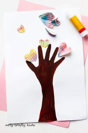 Handprint Valentine Heart Tree - Arty Crafty Kids