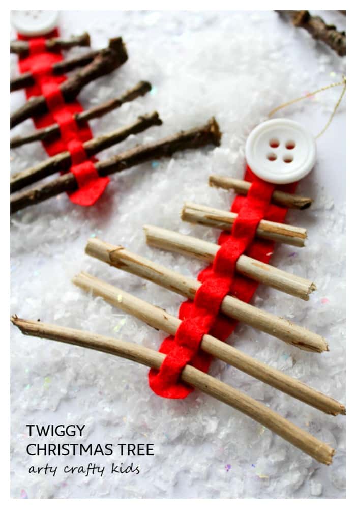 Arty Crafty Kids | Seasonal | Christmas Nature Craft | Rustic Twig Christmas Tree Ornament | Our rustic Twig Christmas Tree Ornament is kid-made and inspired by Julia Donaldson's Stick Man. An easy Christmas craft for kids, that's great fine motor practice.