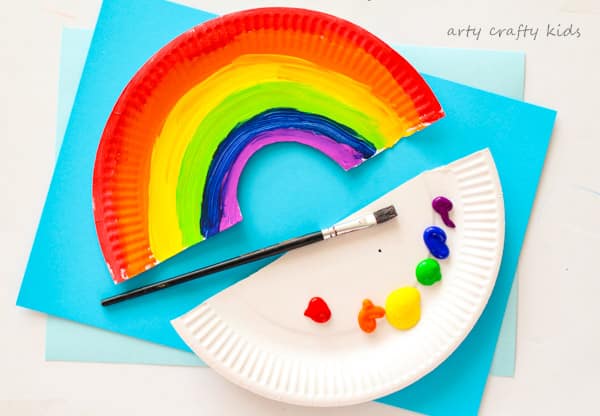 Easy Paper Plate Rainbow Craft - Arty Crafty Kids