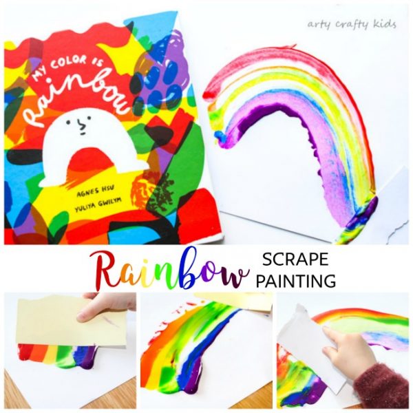 Rainbow Scrape Painting - Arty Crafty Kids