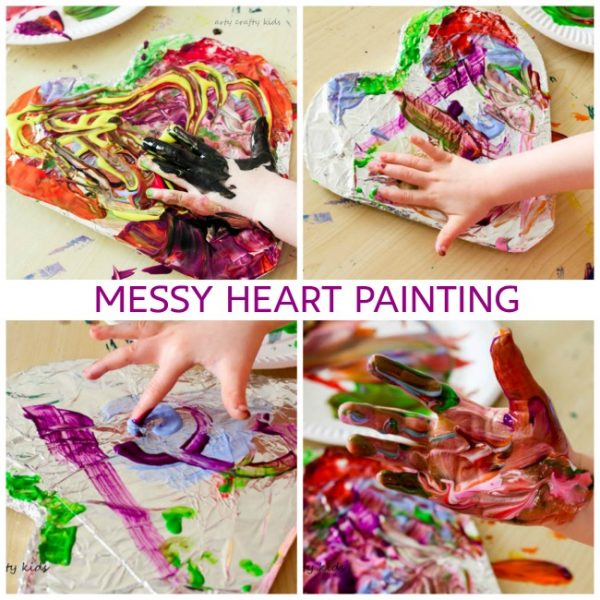 Messy Heart Painting - Arty Crafty Kids