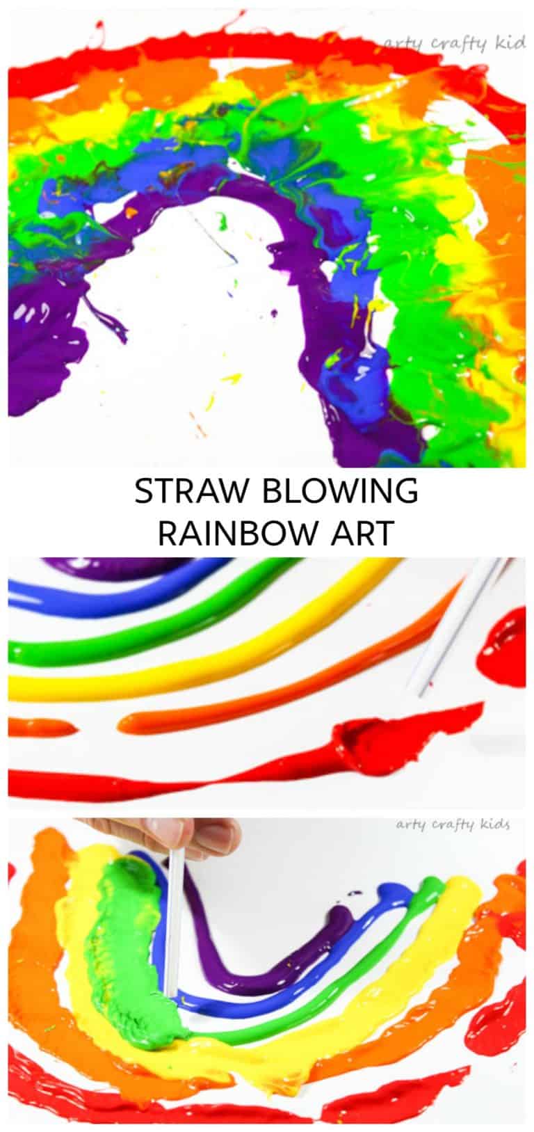 Straw Blowing Rainbow Art - Arty Crafty Kids