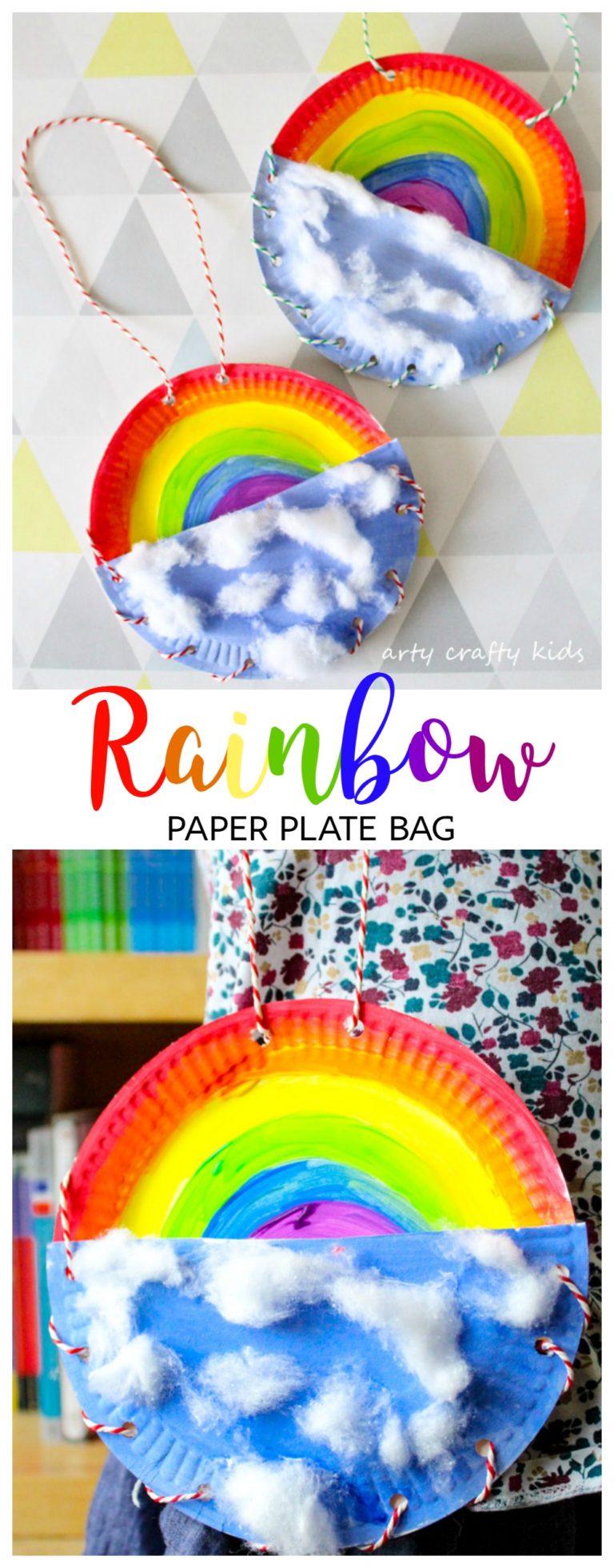 Rainbow Paper Plate Bag - Arty Crafty Kids