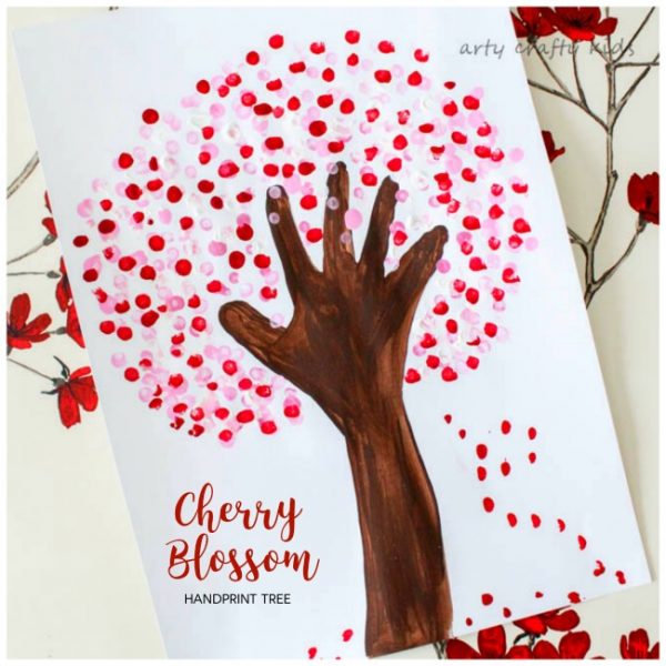 Cherry Blossom Handprint Tree - Arty Crafty Kids