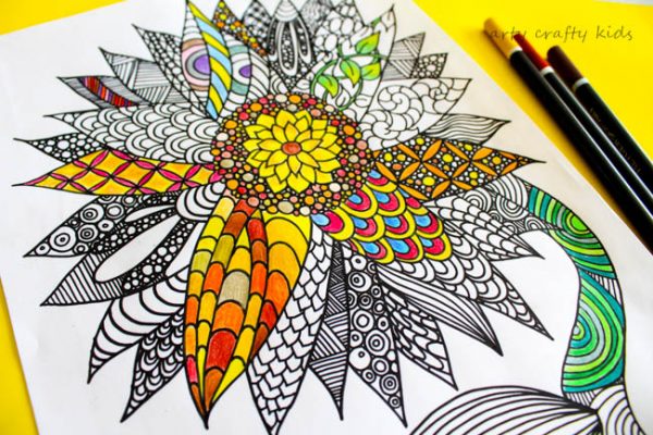 Download Arty Crafty Kids | Coloring Pages | Sunflower Coloring Page | Beautiful and detailed sunflower ...