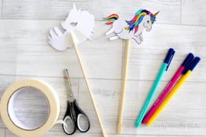 Over the Rainbow Paper Plate Unicorn Puppets - Arty Crafty Kids