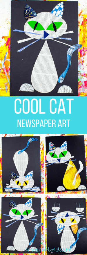 Cool Cat Newspaper Art Project for Kids - Arty Crafty Kids