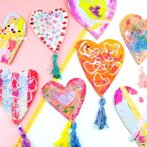 Recycled Cardboard Heart Decorations - Arty Crafty Kids