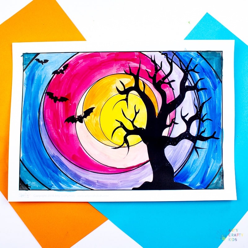 Spooky Tree Circle Art Arty Crafty Kids