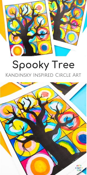 Spooky Tree Kandinsky Inspired Circle Art - Arty Crafty Kids