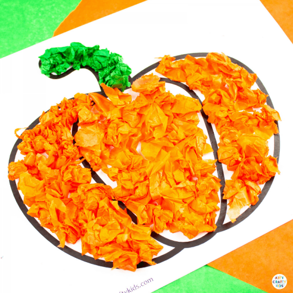 Tissue Paper Pumpkin Craft - Arty Crafty Kids