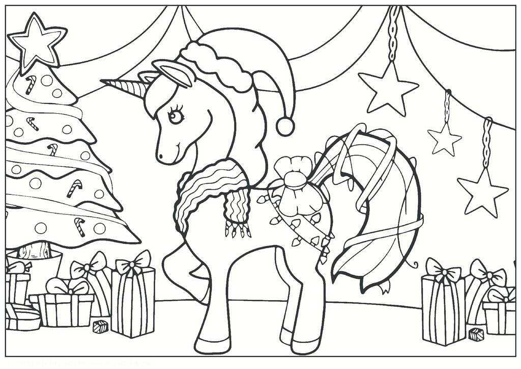 Christmas Unicorn Colouring Page | Arty Crafty Kids
