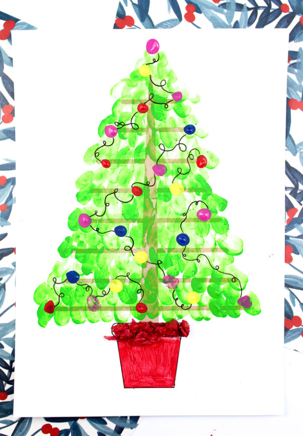 Fingerprint Christmas Tree Art - Arty Crafty Kids