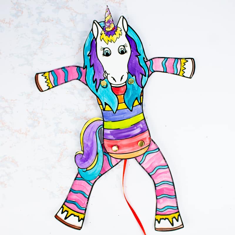 unicorn in stripey pyjamas puppets arty crafty kids