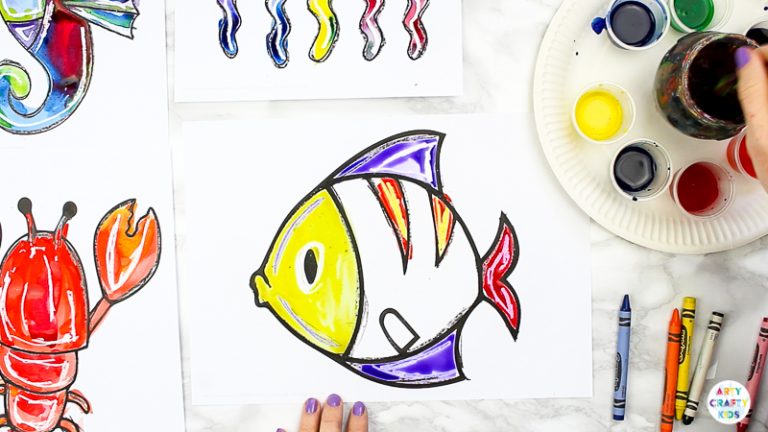 Ocean Animal Watercolor Painting for Kids - Arty Crafty Kids