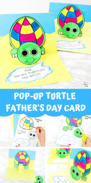 How to Make a Turtle Pop Up Card for Father's Day - Arty Crafty Kids