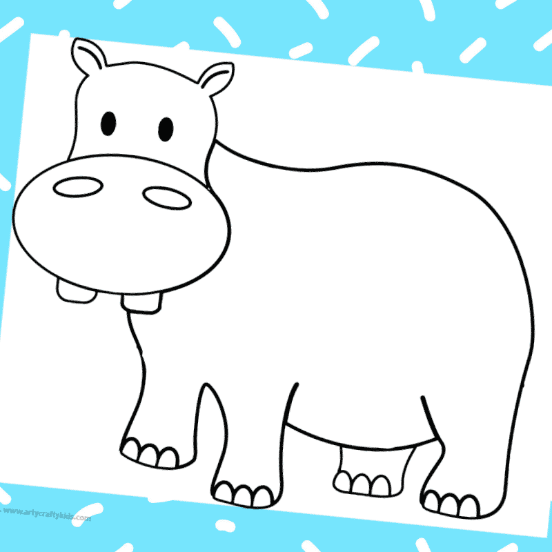 Download Hippo Outline | Arty Crafty Kids