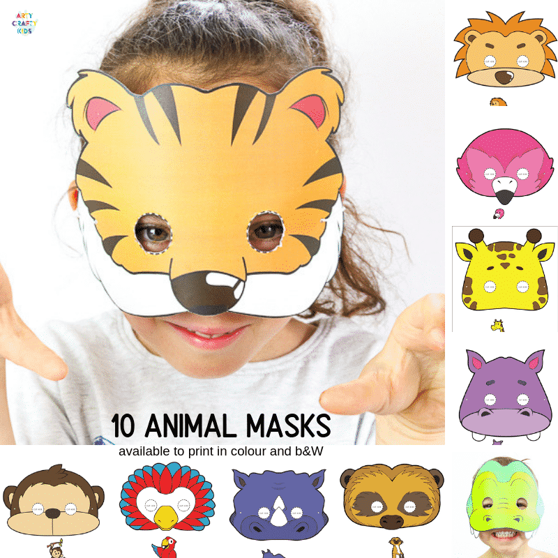 10 Printable Safari Animal Masks for Kids Arty Crafty Kids