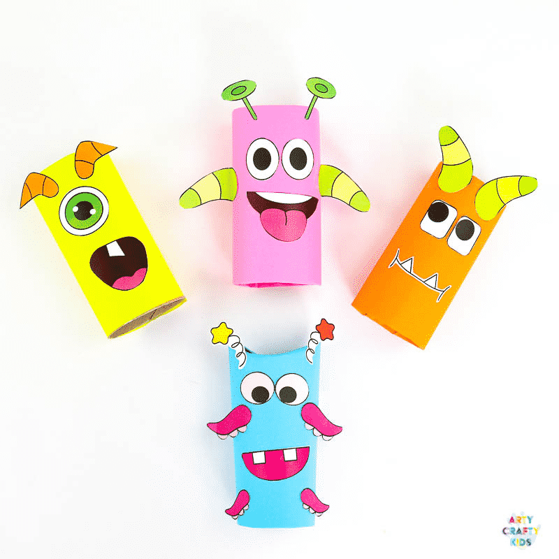 Premium Photo  Halloween monsters from toilet paper rolls childrens crafts  for halloween