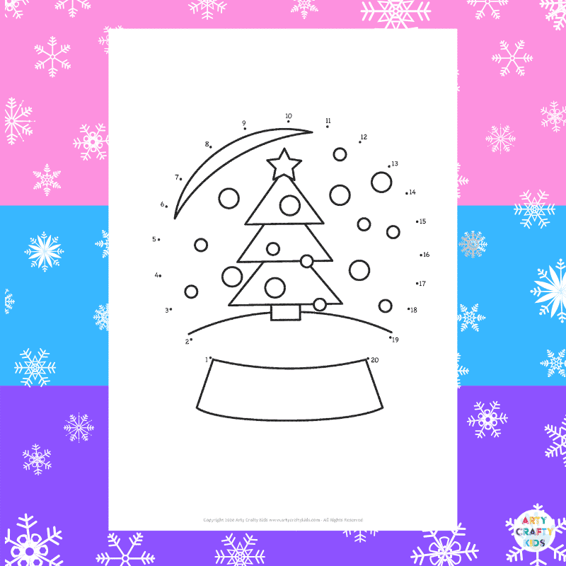 Snowglobe Dot-to-Dot Winter Coloring Page - Arty Crafty Kids