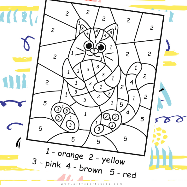 Cat Colour by Number Pages-2 | Arty Crafty Kids