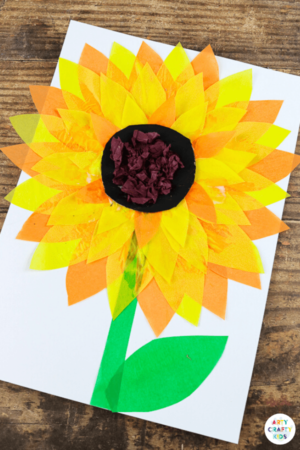 Easy Tissue Paper Sunflower Craft - Arty Crafty Kids