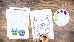 Flow Drawing: How to Draw an Owl - Arty Crafty Kids