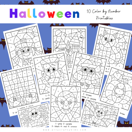 Halloween Paint By Numbers Kids Fun Activity 2 Sheets & Brush