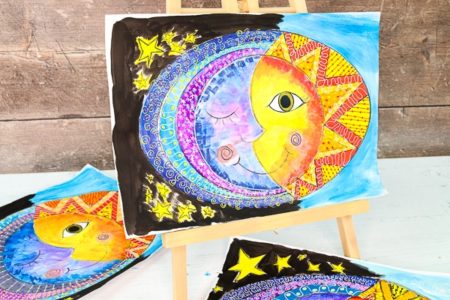 Flow Drawing for Kids: Sun and Moon Art - Arty Crafty Kids