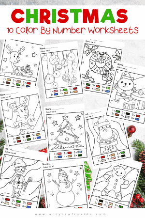 Printable Christmas Color By Number Bundle: - Arty Crafty Kids