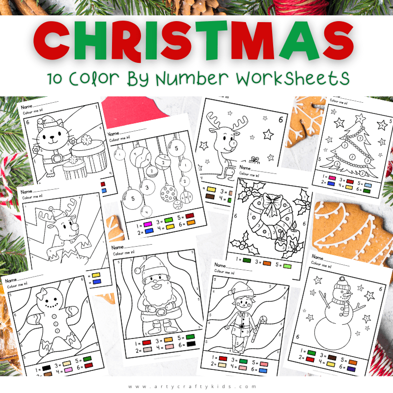 Printable Christmas Color By Number Bundle: - Arty Crafty Kids