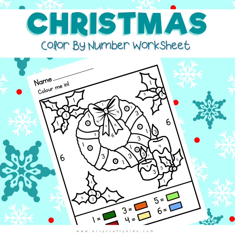 Christmas Wreath Color By Number Worksheet - Arty Crafty Kids