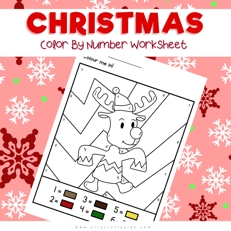 Rudolph Color By Number Worksheet - Arty Crafty Kids