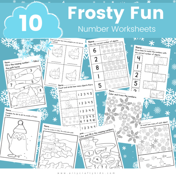 10 Frosty Fun Number Worksheets - Arty Crafty Kids