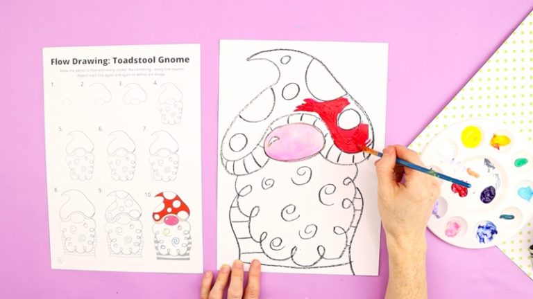 Flow Drawing: How to Draw a Gnome - Arty Crafty Kids