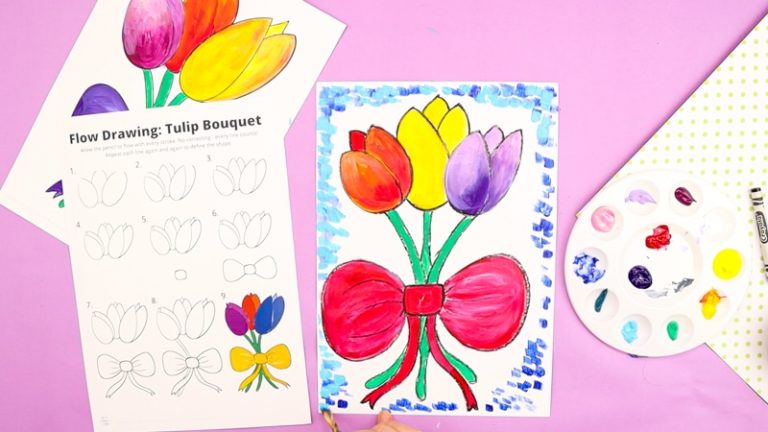 Flow Drawing: How to Draw a Tulip Bouquet - Arty Crafty Kids