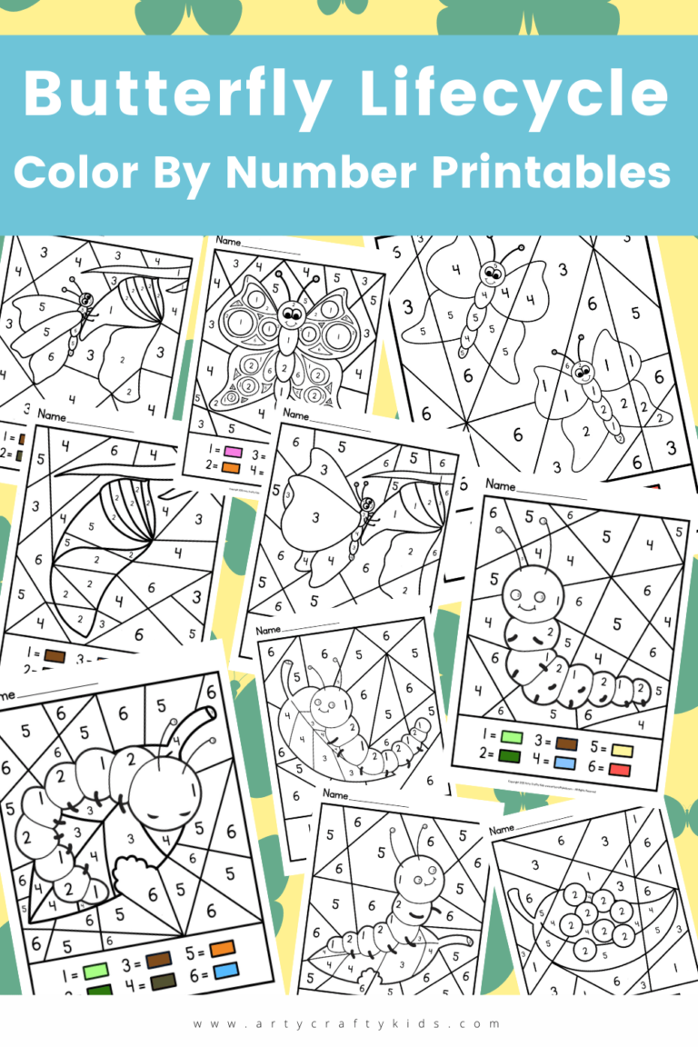 Butterfly Life Cycle Color By Number Sheets - Arty Crafty Kids