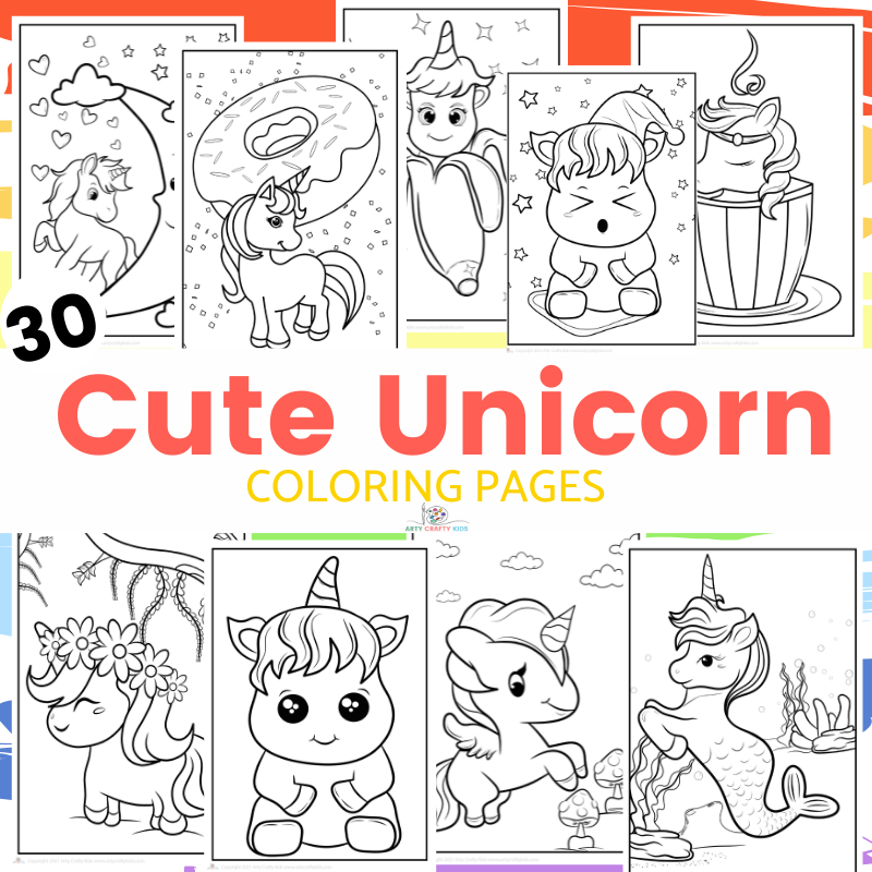 30 Cute Unicorn Coloring Pages -2 - Arty Crafty Kids