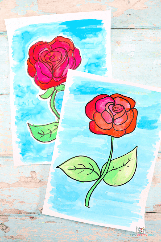Easy Step by Step Rose Drawing for Kids Coloring Page | Easy Drawing Guides