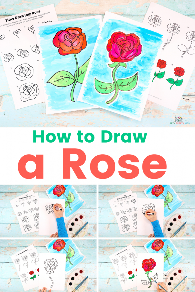 How to Draw a Rose - Step by Step Guide - Arty Crafty Kids