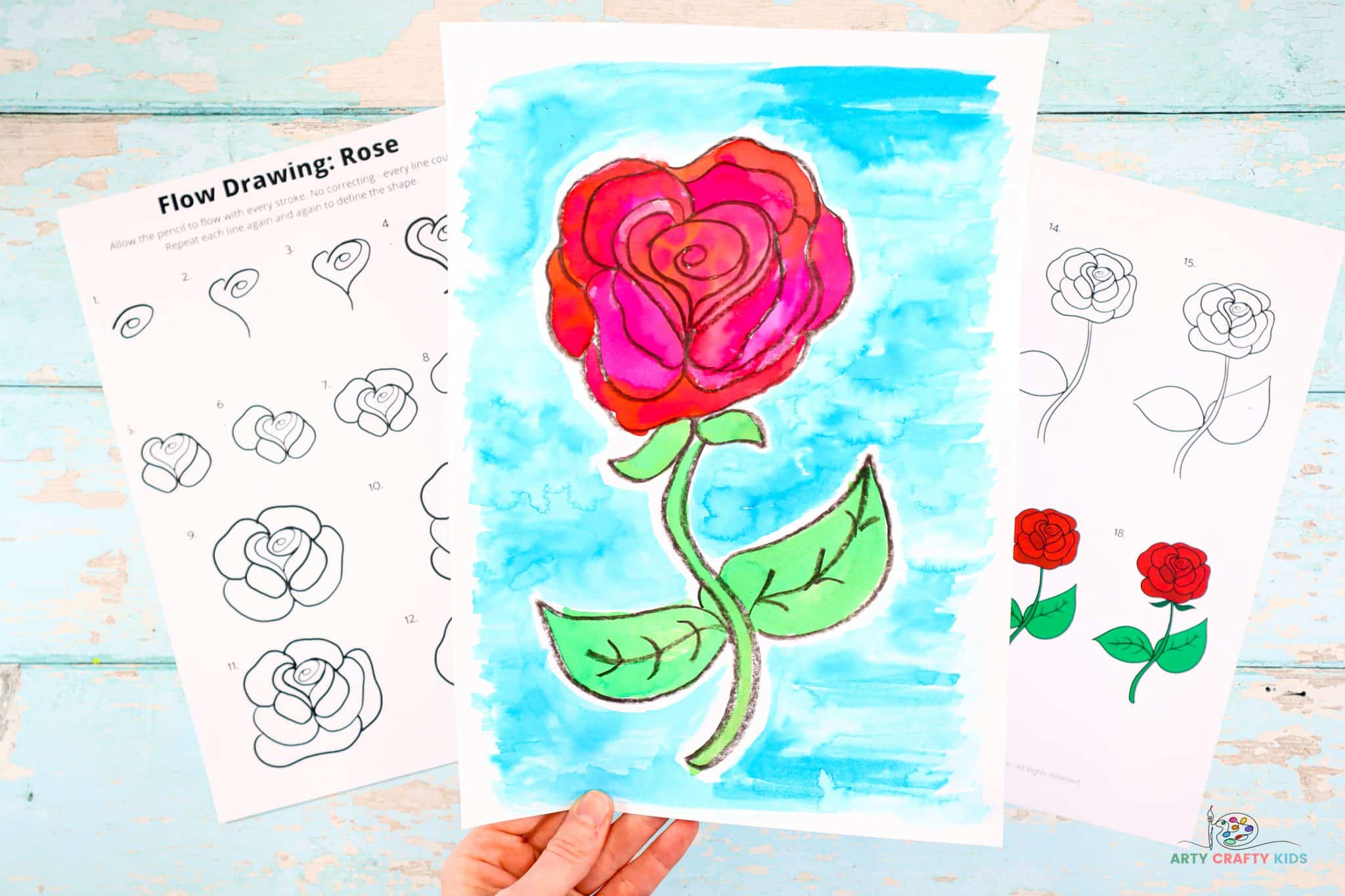 How to Draw a Rose - Step by Step Guide - Arty Crafty Kids